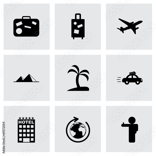 Vector black travel icons set