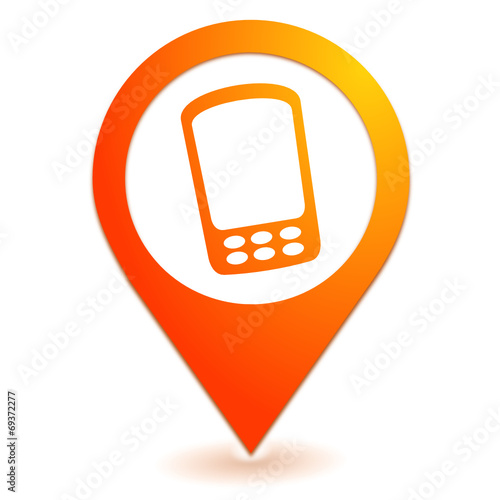 téléphone mobile sur symbole localisation orange