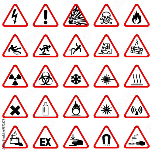 Warnzeichen Warnschilder - Set rot weiß