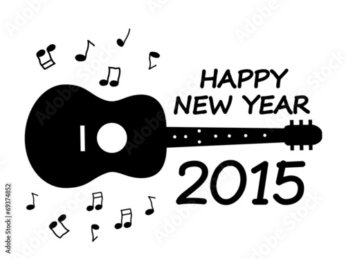 Happy New Year 2015 with guitar illustration