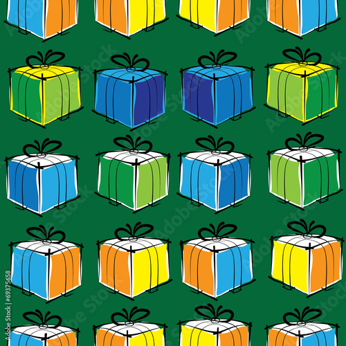 Christmas gift boxes seamless pattern