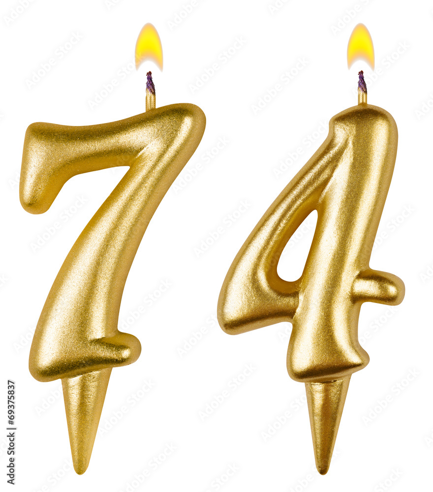Birthday candles number seventy four isolated on white Birthday candles number seventy four isolated on white