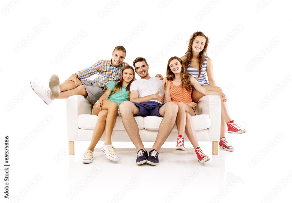 Fototapeta premium Group of young people on sofa