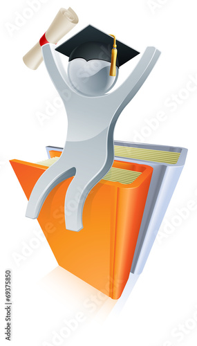 Graduate books silver person