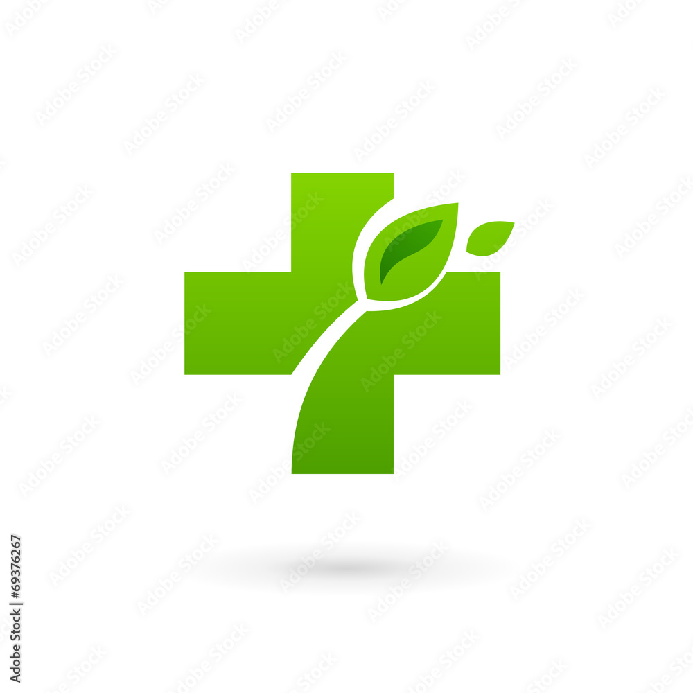 Medical eco logo icon design template with cross and plus Medical eco logo icon design template with cross and plus