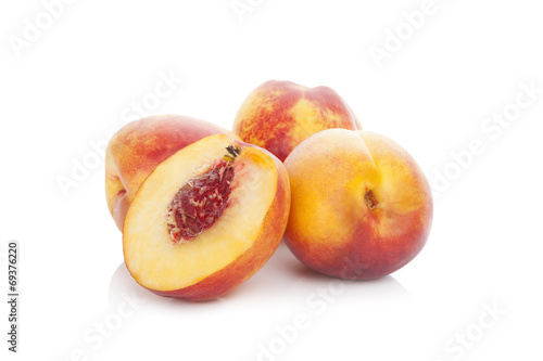 Peaches isolated on white.