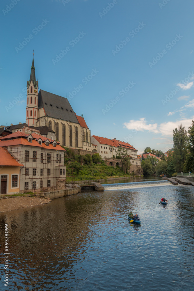 Cesky Krumlov Church and River