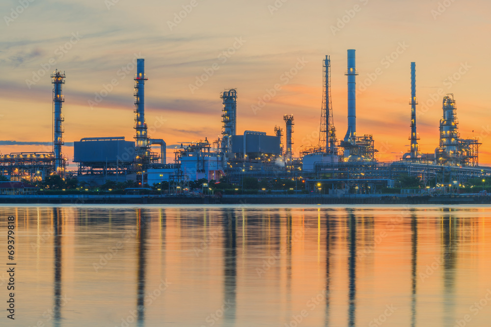 Oil refinery at twilight sky