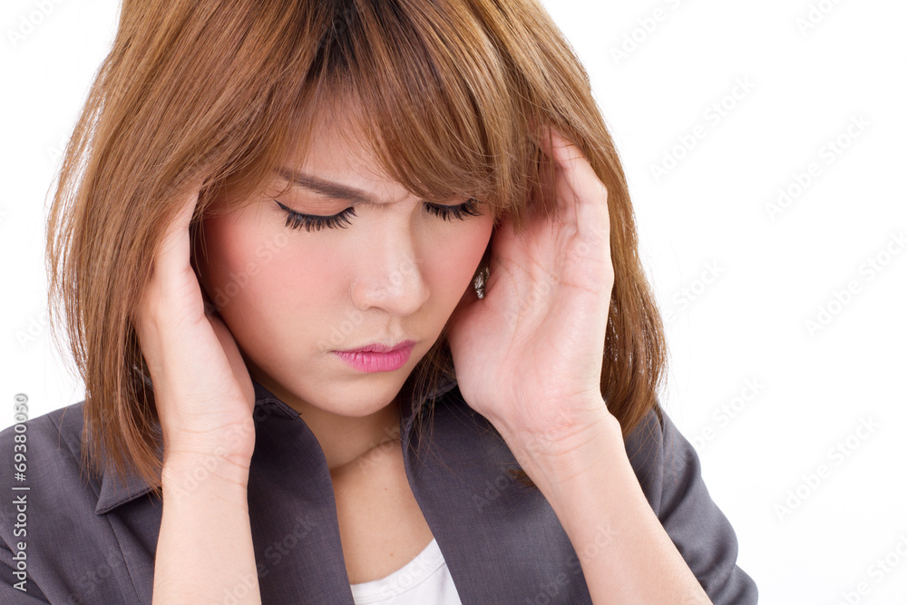 stressful business woman suffers from headache, stress, overwork stressful business woman suffers from headache, stress, overwork