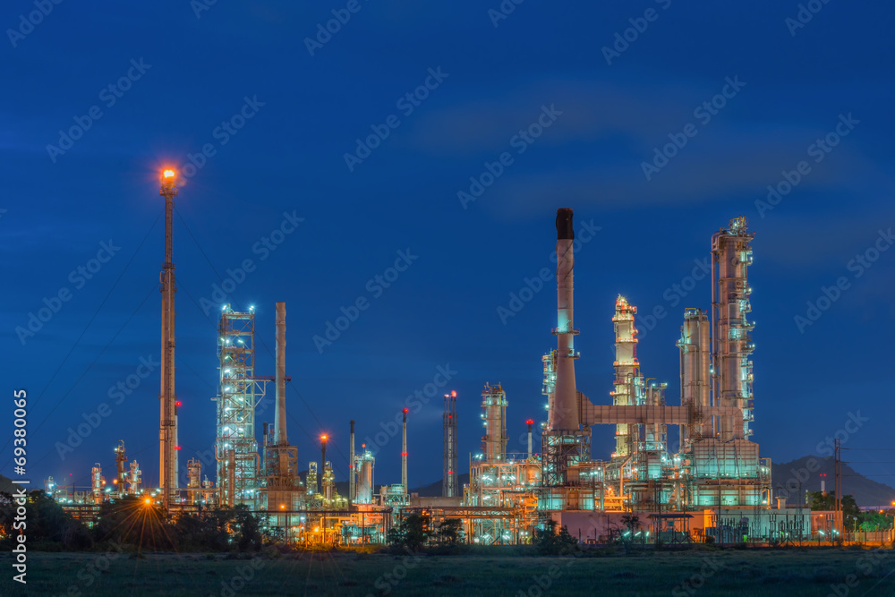 Oil refinery at twilight sky