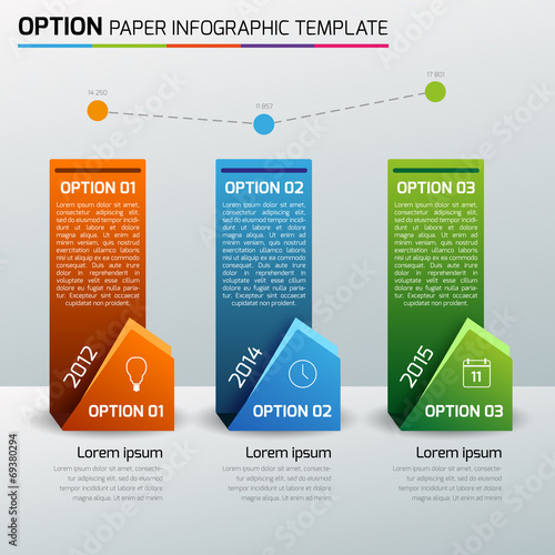 One,two,three - option business infographic, light background photo