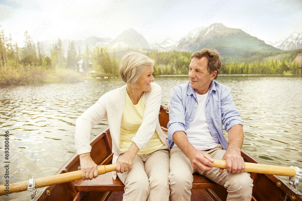 Senior couple on boat