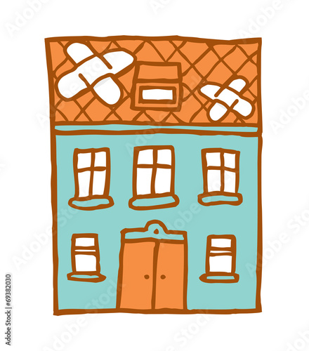 Patched broken home