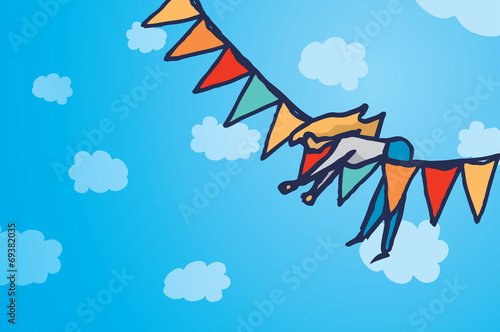 Woman hanged up on pennants