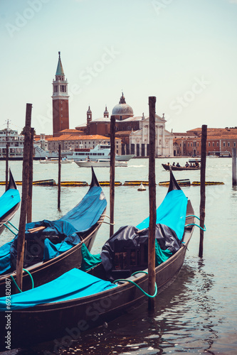 gondolas in Venice, Italy.   Gondolas on Grand Canal © EwaStudio