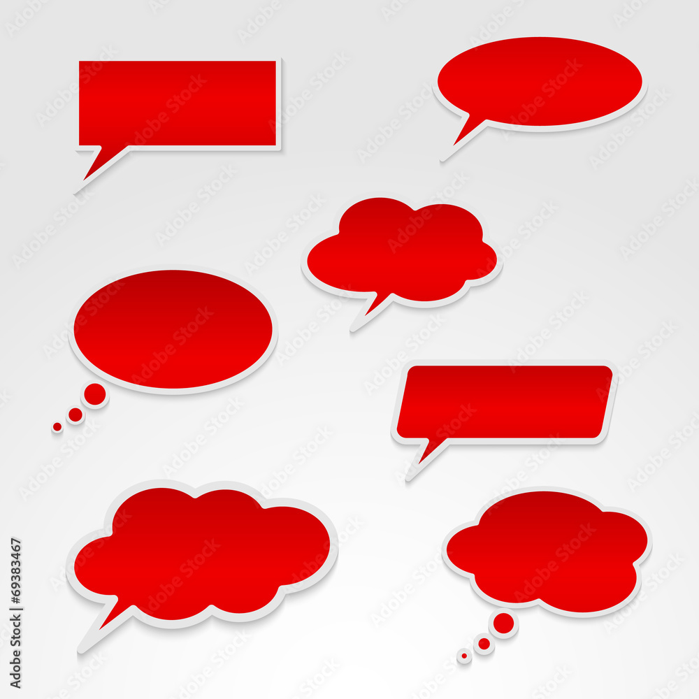 Set of various red speech bubbles Set of various red speech bubbles