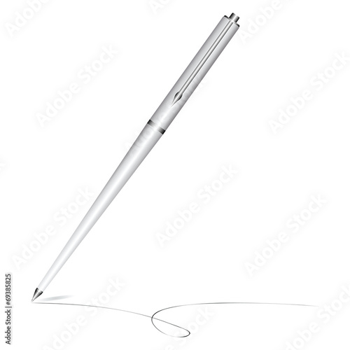 silver pen on a white background