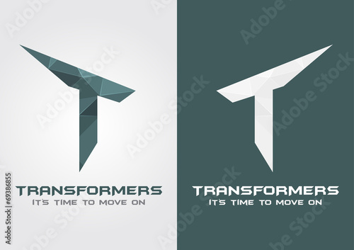 T Transformers icon symbol from an alphabet letter T.