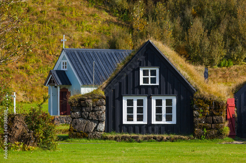 Traditional icelandic houses in Skogar Folk Museum, Iceland #69388088