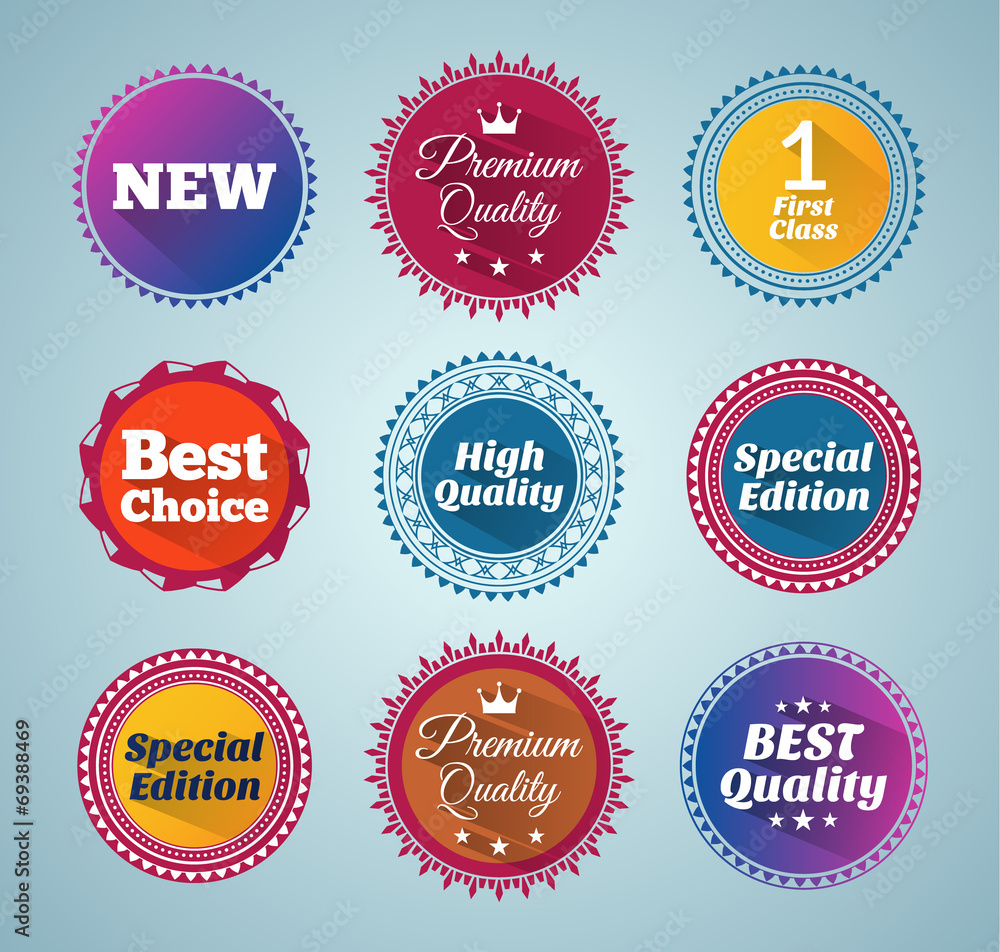 Obraz premium Round flat style promotion badges. EPS10.