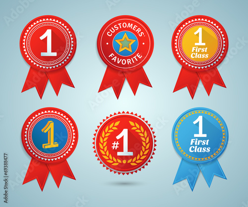 Number 1 ribbons and badges. EPS10.