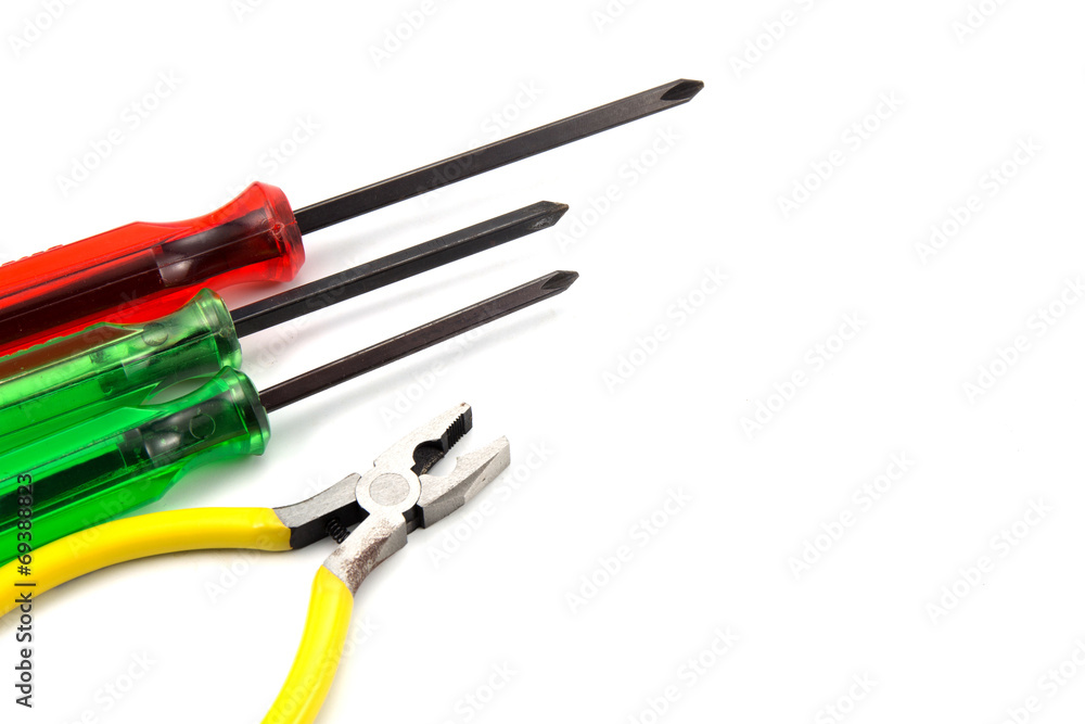 Work tools on white background Work tools on white background