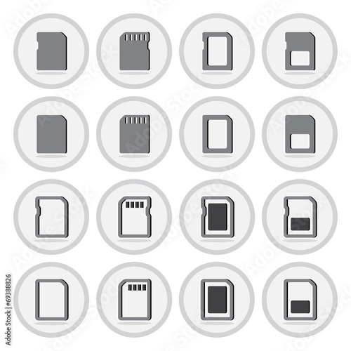 Vector of flat icon, compact memory card set