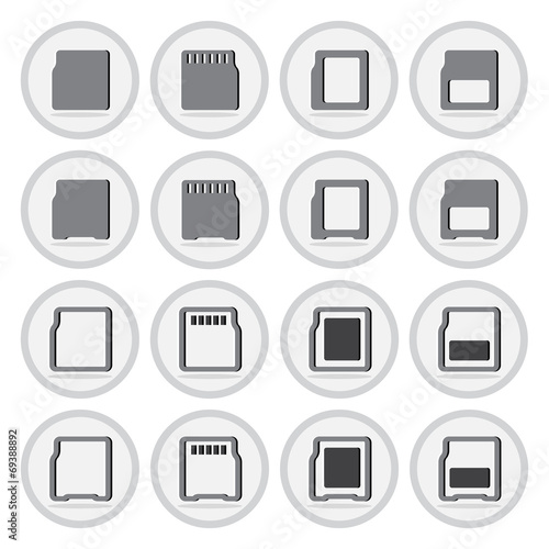 Vector of flat icon, compact memory card set