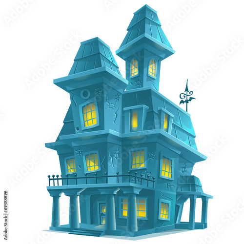 haunted house in halloween on white background