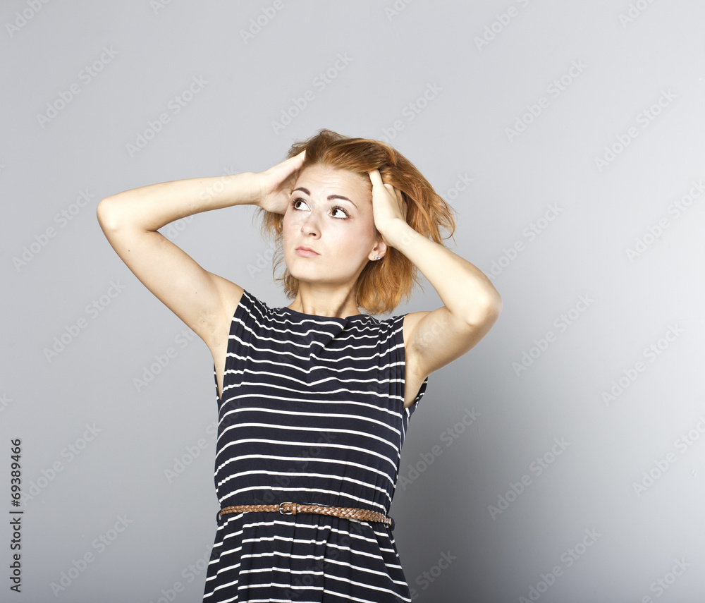 Surprised young girl in stylish dress Surprised young girl in stylish dress