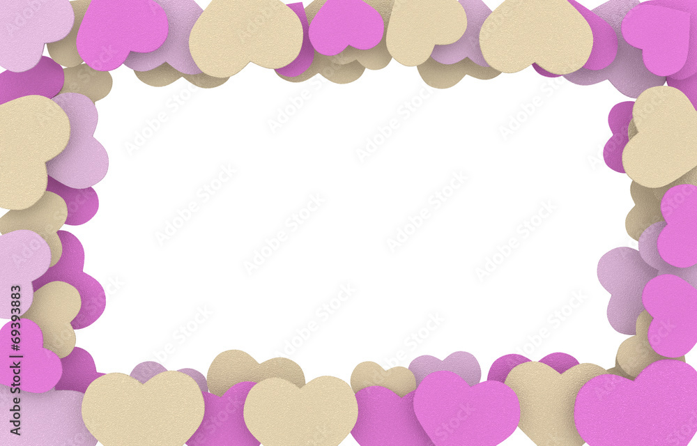 beige, pink and purple soap hearts frame