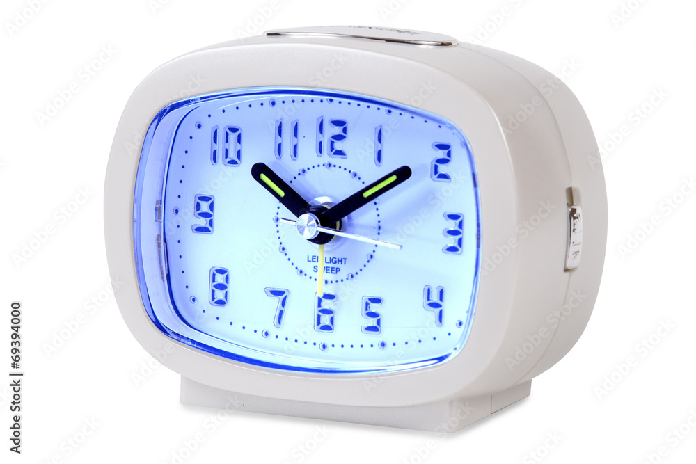 Modern alarm clock isolated en white background. Modern alarm clock isolated en white background.