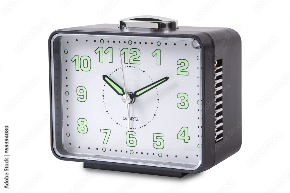 Modern alarm clock isolated en white background. Modern alarm clock isolated en white background.
