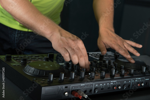 Dj mixer closeup portrait