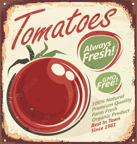 Tomatoes vintage metal sign