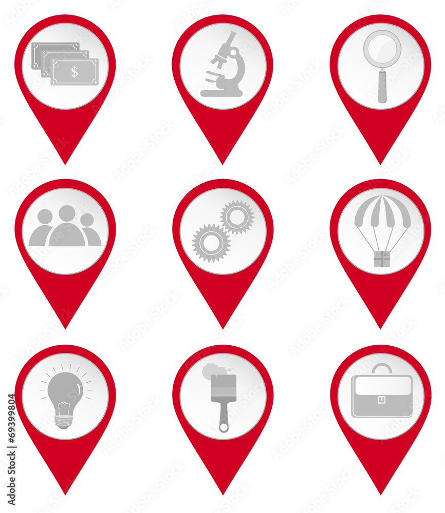 Map pin icons of business and education Map pin icons of business and education