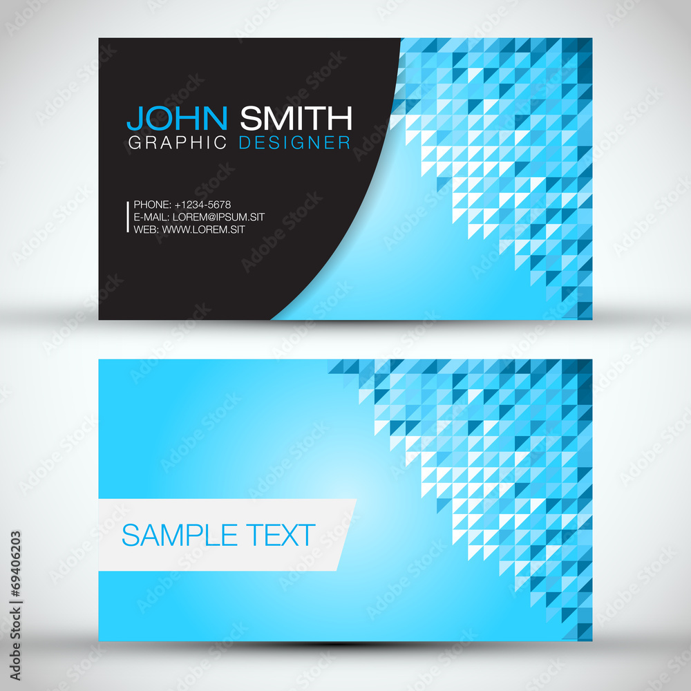Blue Mosaic Modern Business Card Set | EPS10 Vector Design