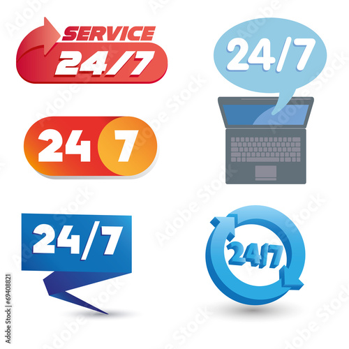 open 24 hours a day and 7 days a week icons