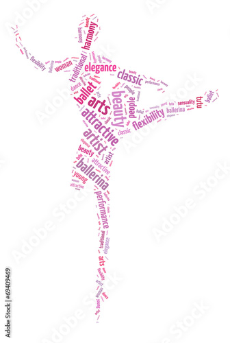 Words illustration of a ballet dancer in white background