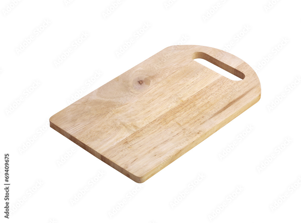 wooden tray on white background