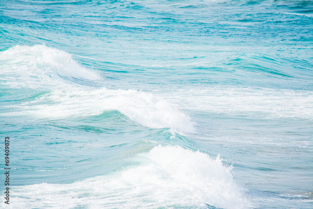 white and blue waves