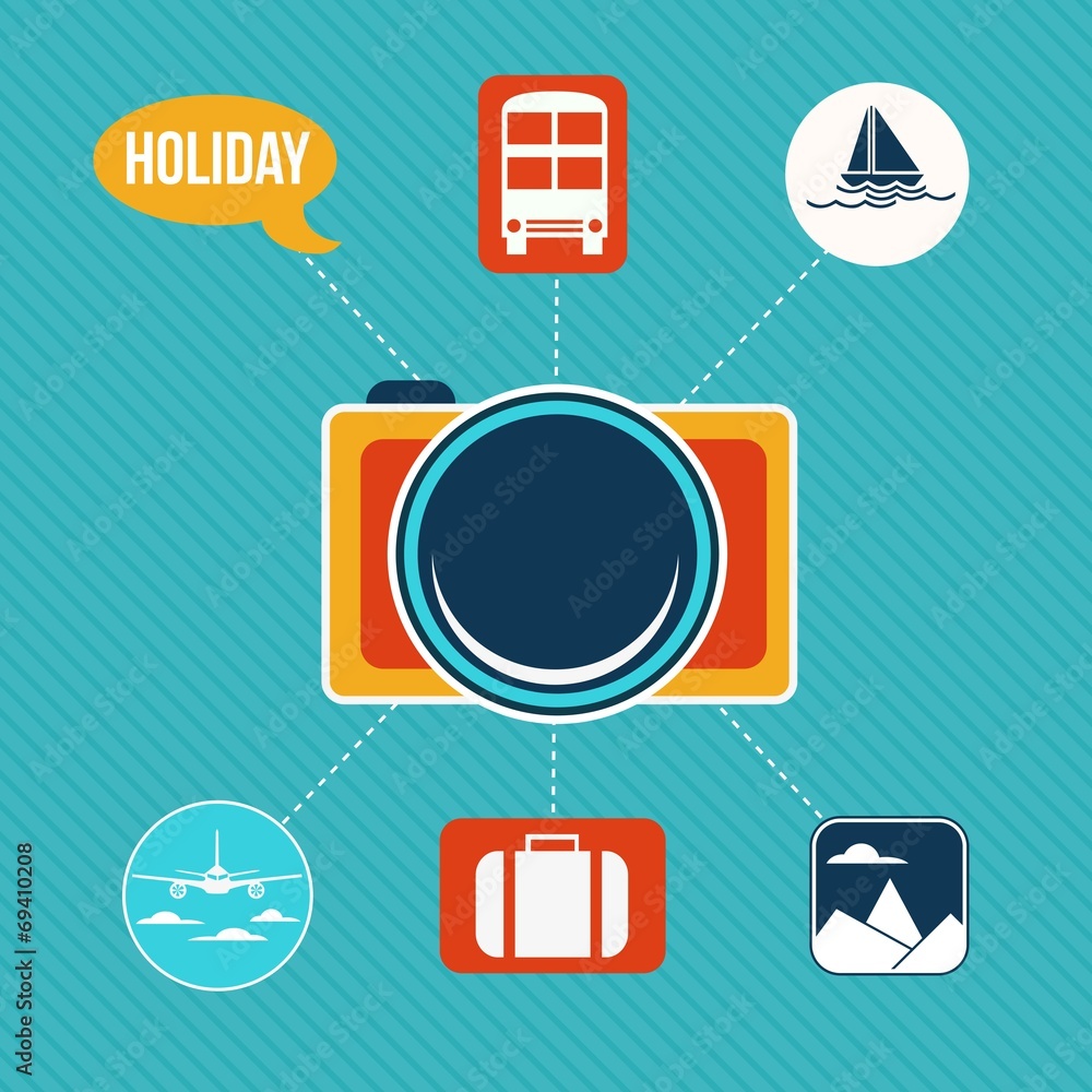 Set of flat design concept icons for holiday and travel Set of flat design concept icons for holiday and travel