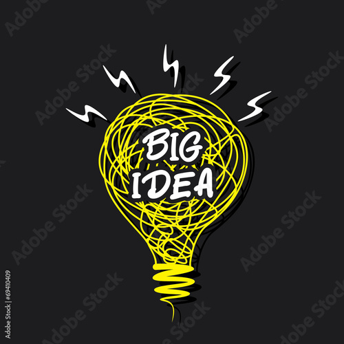 big idea concept on sketch bulb design vector