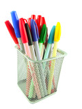 color pens in a basket