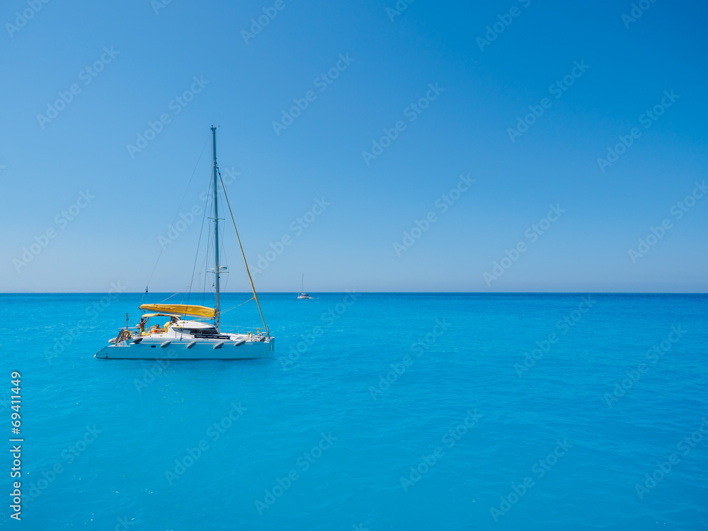 Sailing yacht in Lefkada Greece - obrazy, fototapety, plakaty 