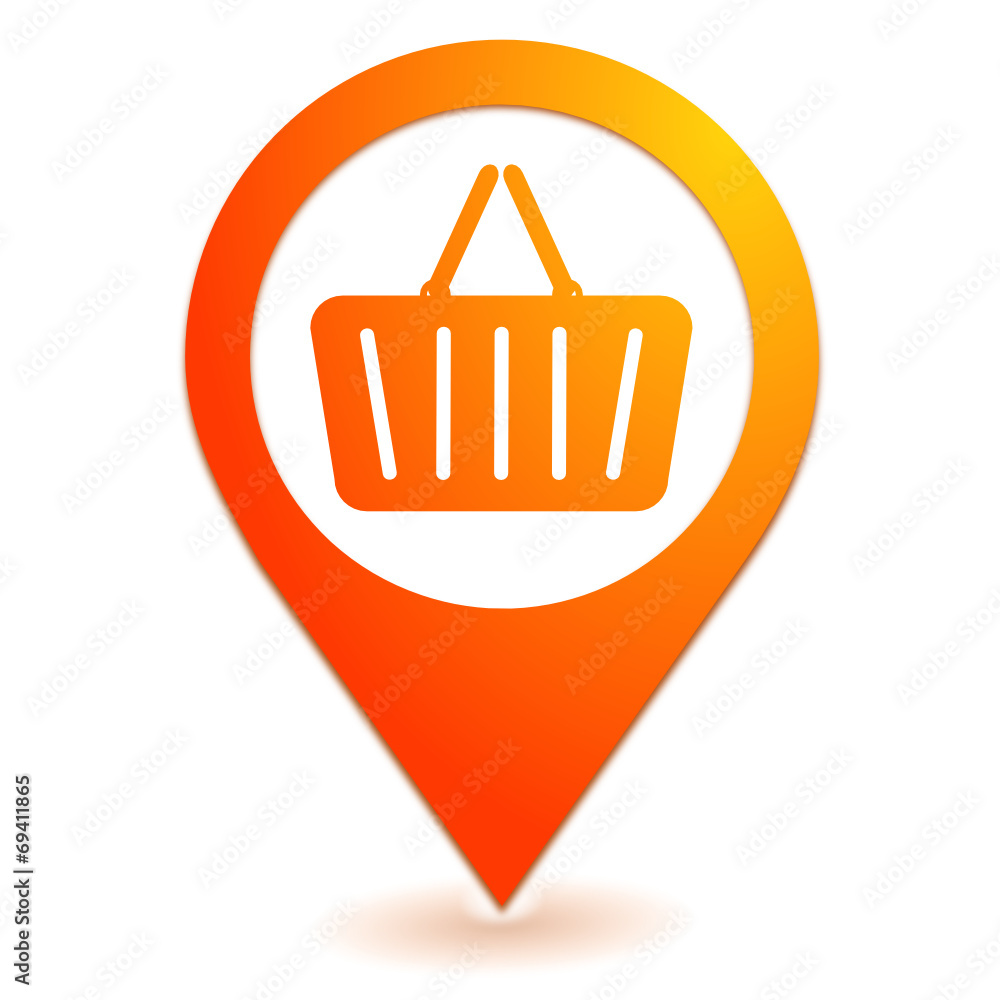 panier sur symbole localisation orange panier sur symbole localisation orange