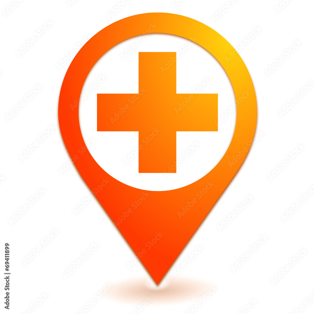 Obraz premium premiers secours sur symbole localisation orange