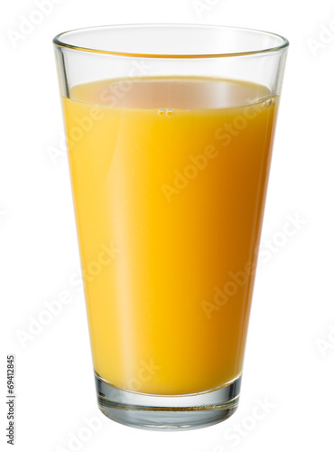 Orange juice. Glass isolated. With clipping path
