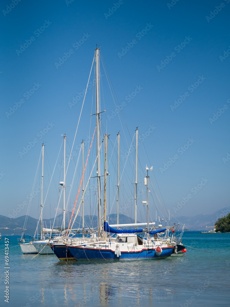 Harbor of Nidri on Lefkas island