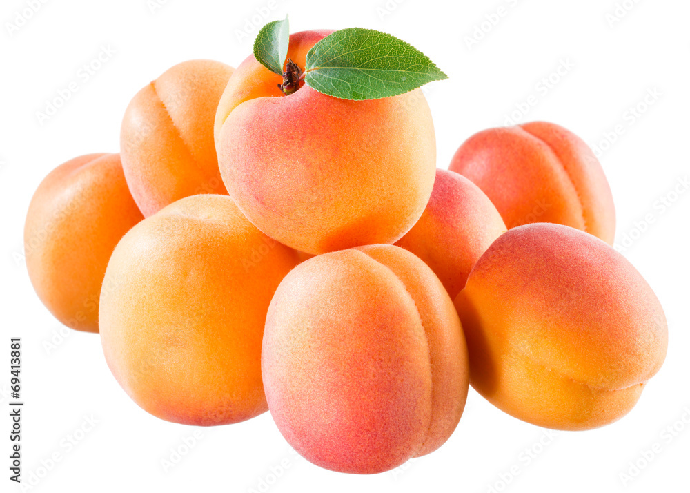 Ripe juicy apricots isolated on white background Ripe juicy apricots isolated on white background